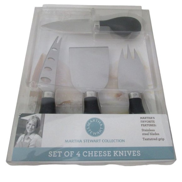 Martha Stewart Collection Set of Four Cheese Knives Stainless Textured Grip NIP - Picture 1 of 7